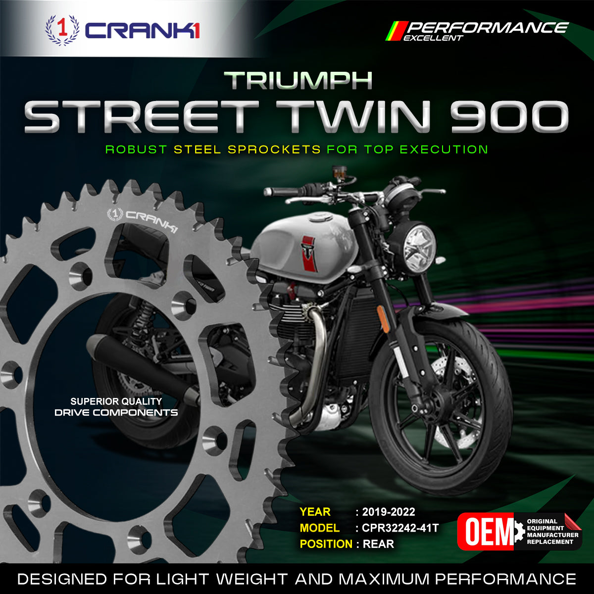 Sprocket For Triumph Street Twin 900 (2019-2022) - Rear - CPR32242-41T