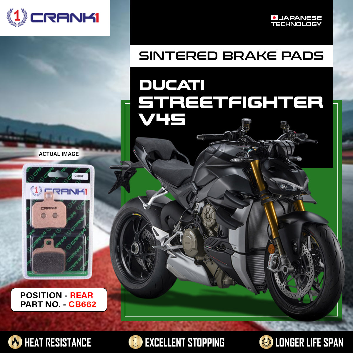 Sintered Brake Pads For Ducati Streetfighter V4S - Rear - CB662