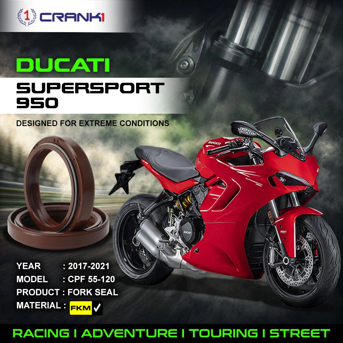 Fork Oil Seals Pair For Ducati SuperSport 950 (2017-2021) - CPF55-120