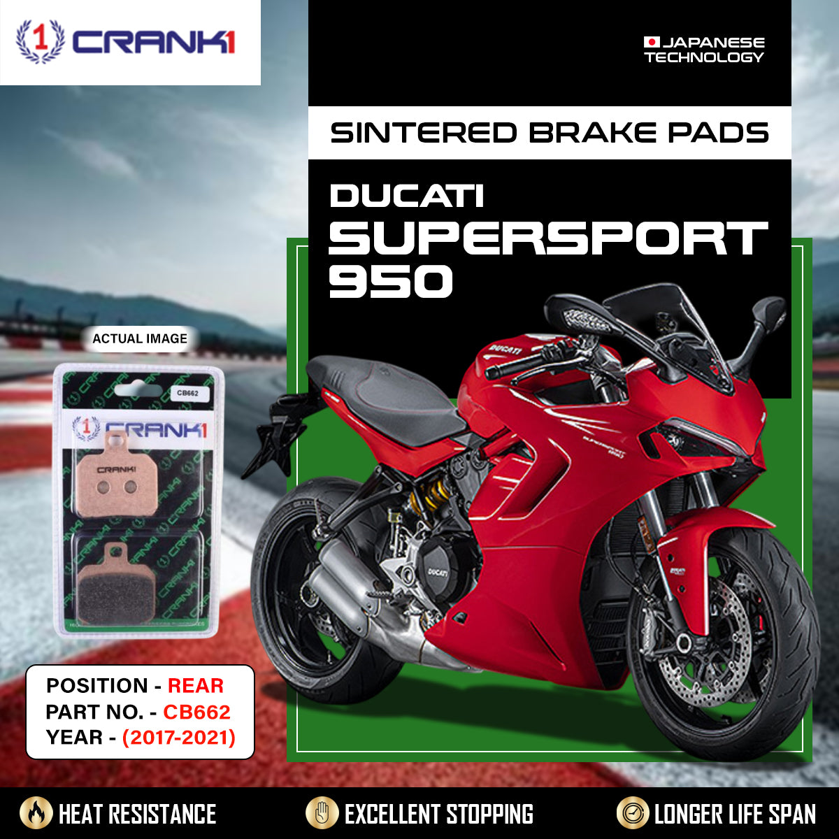 Sintered Brake Pads For Ducati Supersport 950 (2017-2021) - Rear - CB662