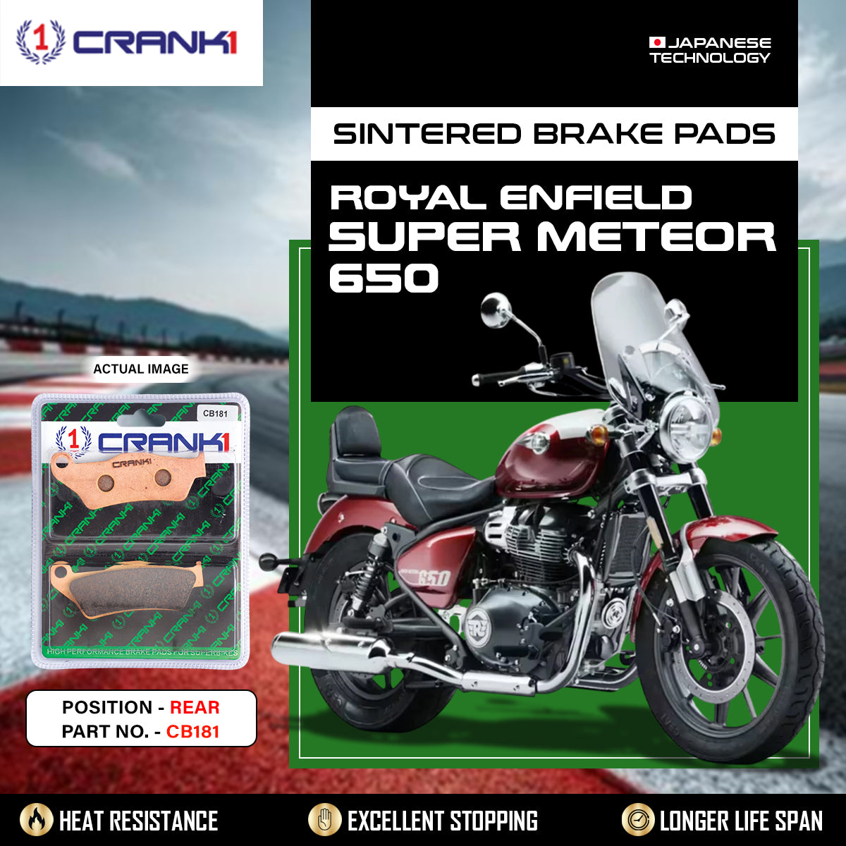 Sintered Brake Pads For Royal Enfield Super Meteor 650 - Rear - CB181