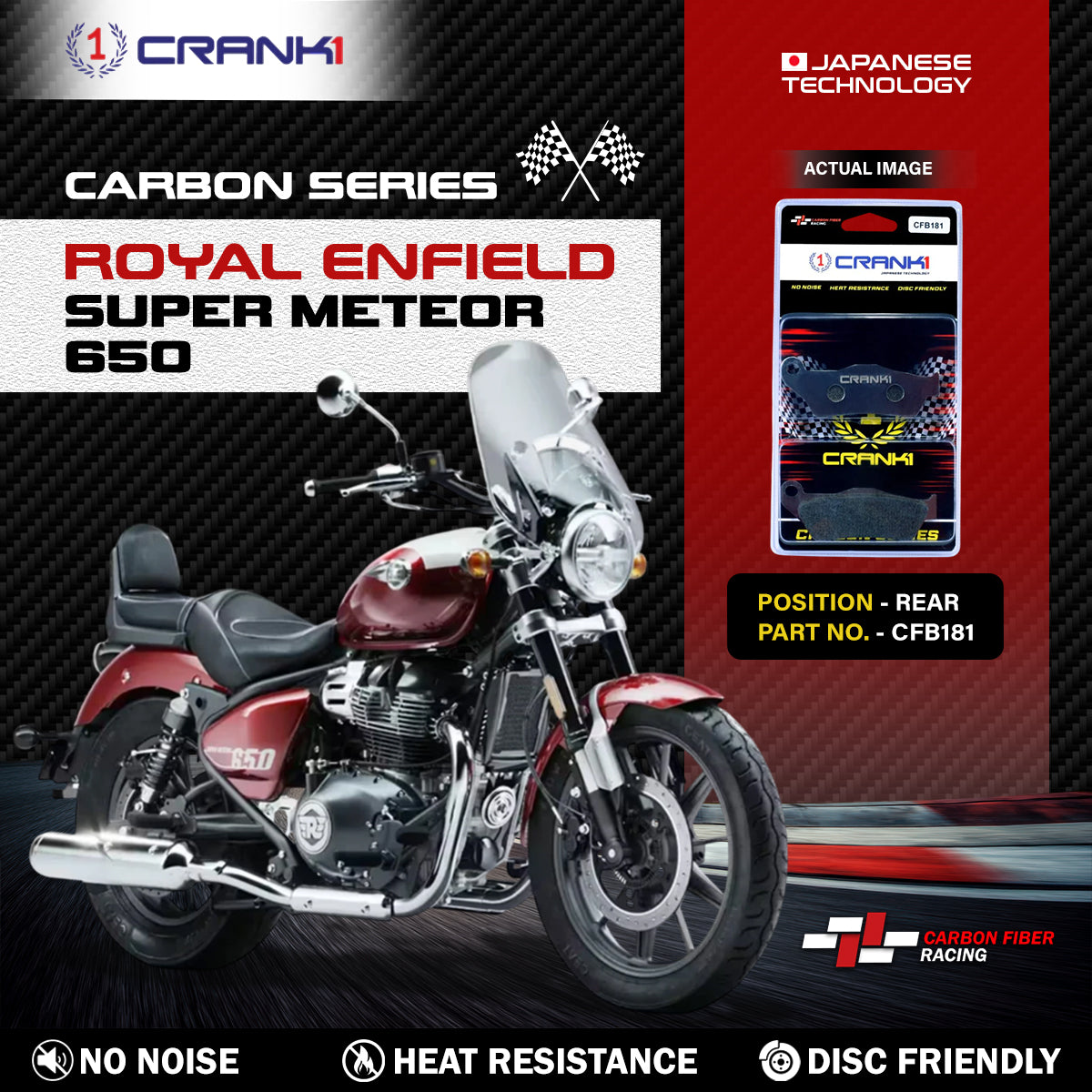 Carbon Brake Pads For Royal Enfield Super Meteor 650 - Rear - CFB181