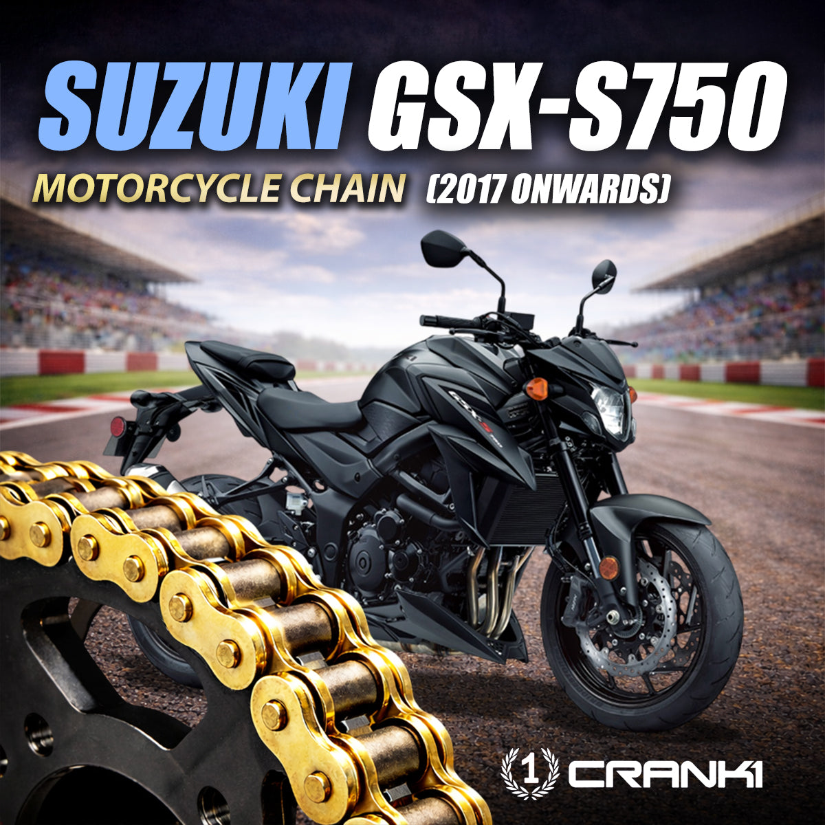 Chain For Suzuki GSX-S750 (2017 Onwards) - 525 Pitch x 114 Links Gold (ZVMX)