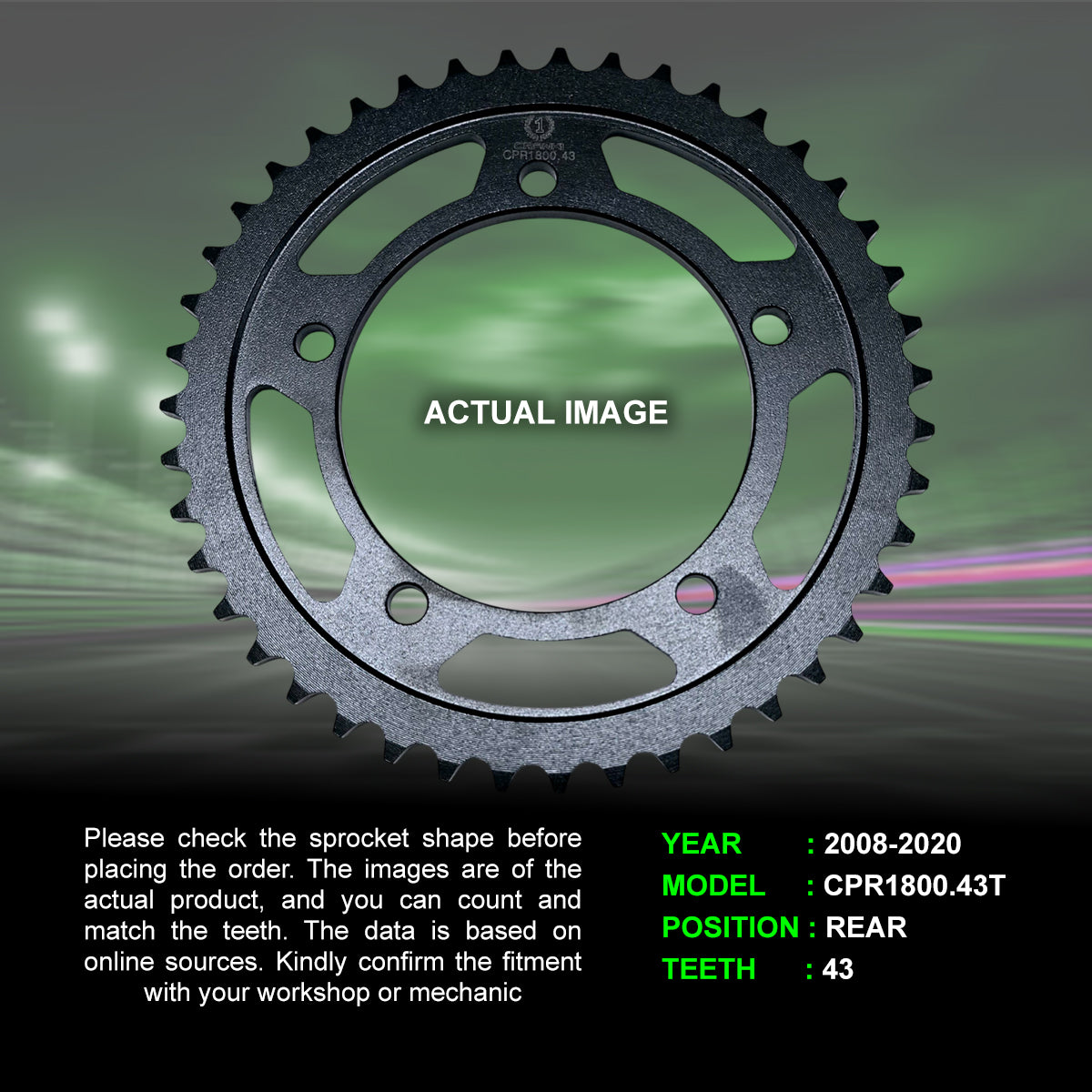 Sprocket For Suzuki Hayabusa (2008-2020) - Rear - CPR1800.43T