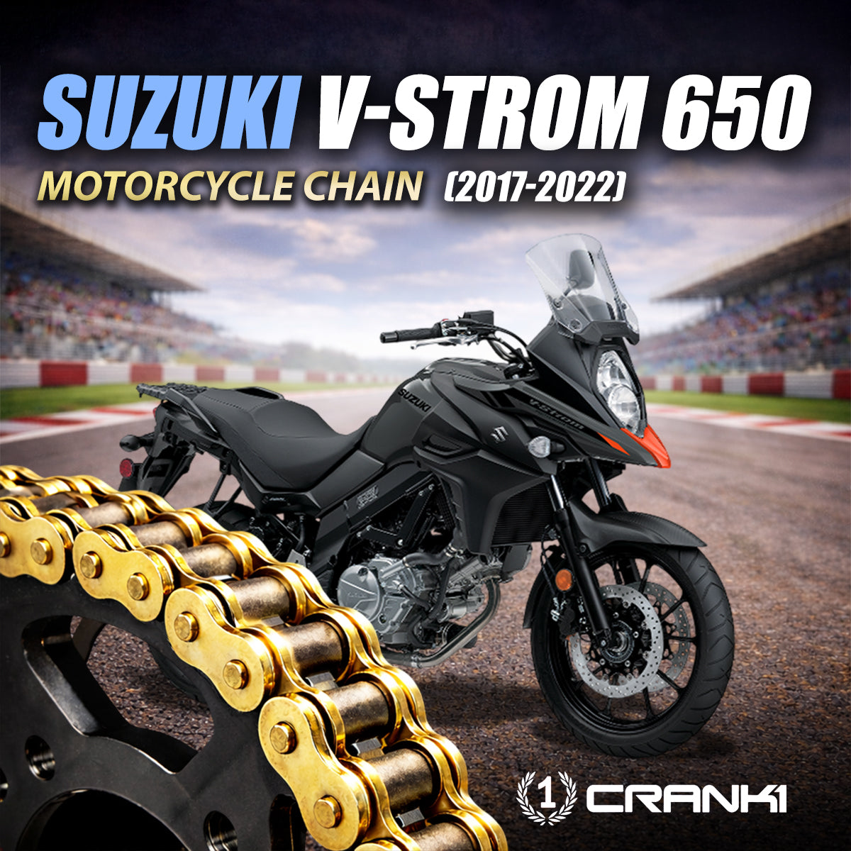 Chain For Suzuki V-Strom 650 (2017-2022) - 525 Pitch x 124 Links Gold (ZVMX)