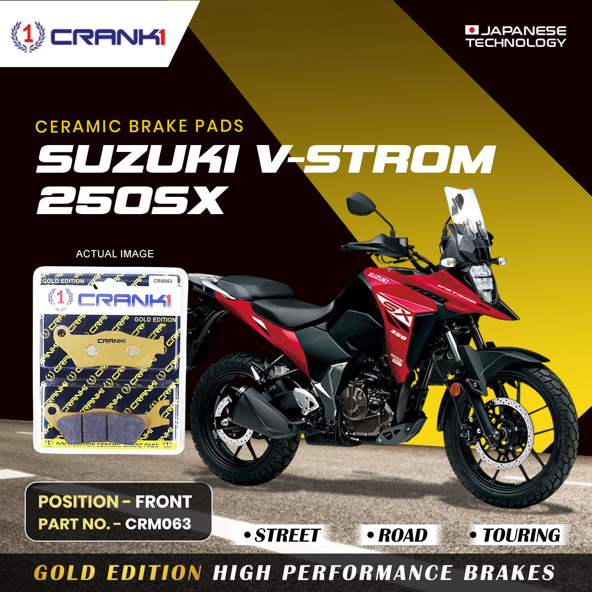 Ceramic Brake Pads For Suzuki V-Strom 250SX - Front - CRM063