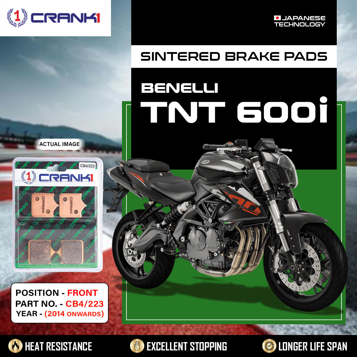 Sintered Brake Pads For Benelli TNT 600i (2014 Onwards) - Front - CB4/223 - 2 Sets