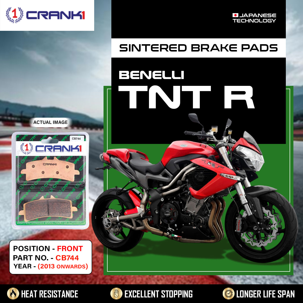 Sintered Brake Pads For Benelli TNT R (2013 Onwards) - Front - CB744 - 2 Sets