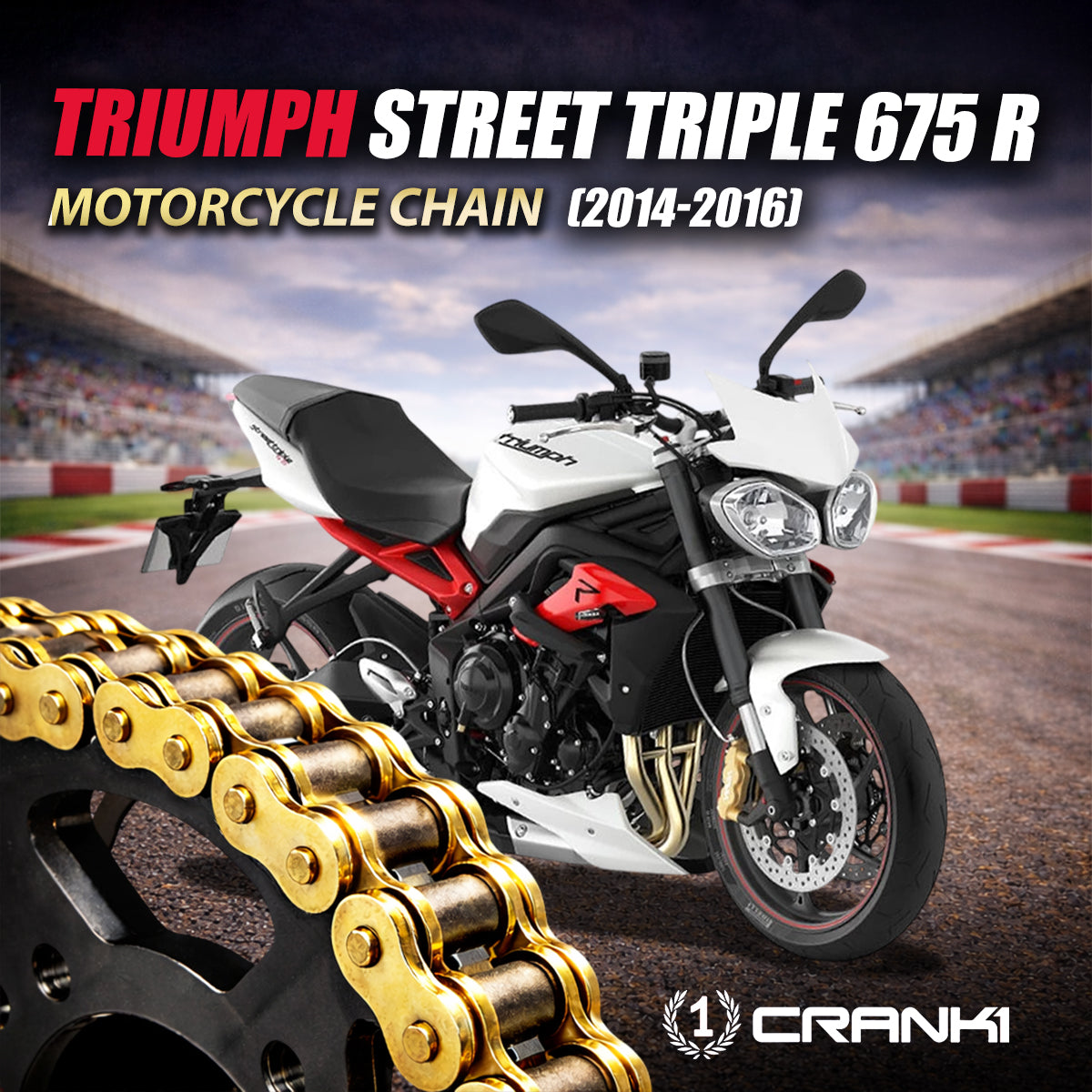 Chain For Triumph Street Triple 675 R (2014-2016) - 525 Pitch x 118 Links Gold (ZVMX)