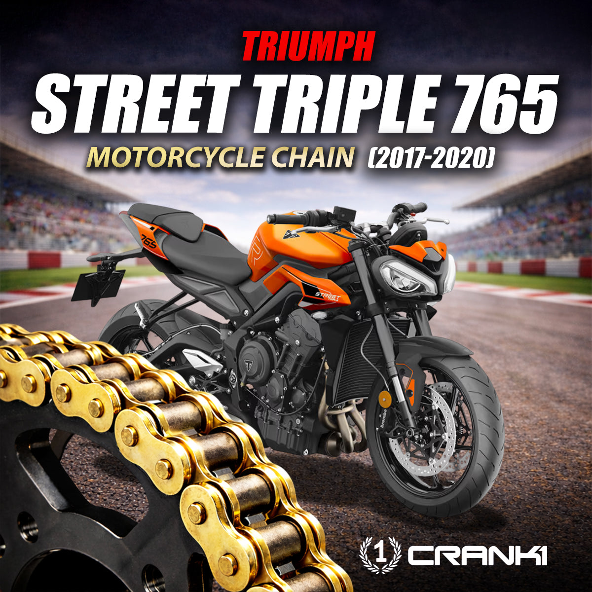 Chain For Triumph Street Triple 765 (2017-2020) - 525 Pitch x 118 Links Gold (ZVMX)