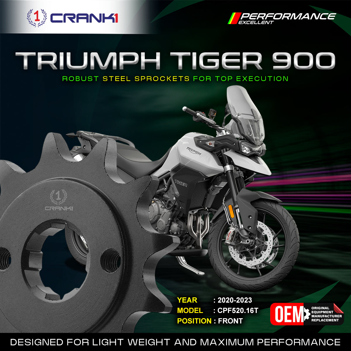 Sprocket For Triumph Tiger 900 (2020-2023) - Front - CPF520.16T