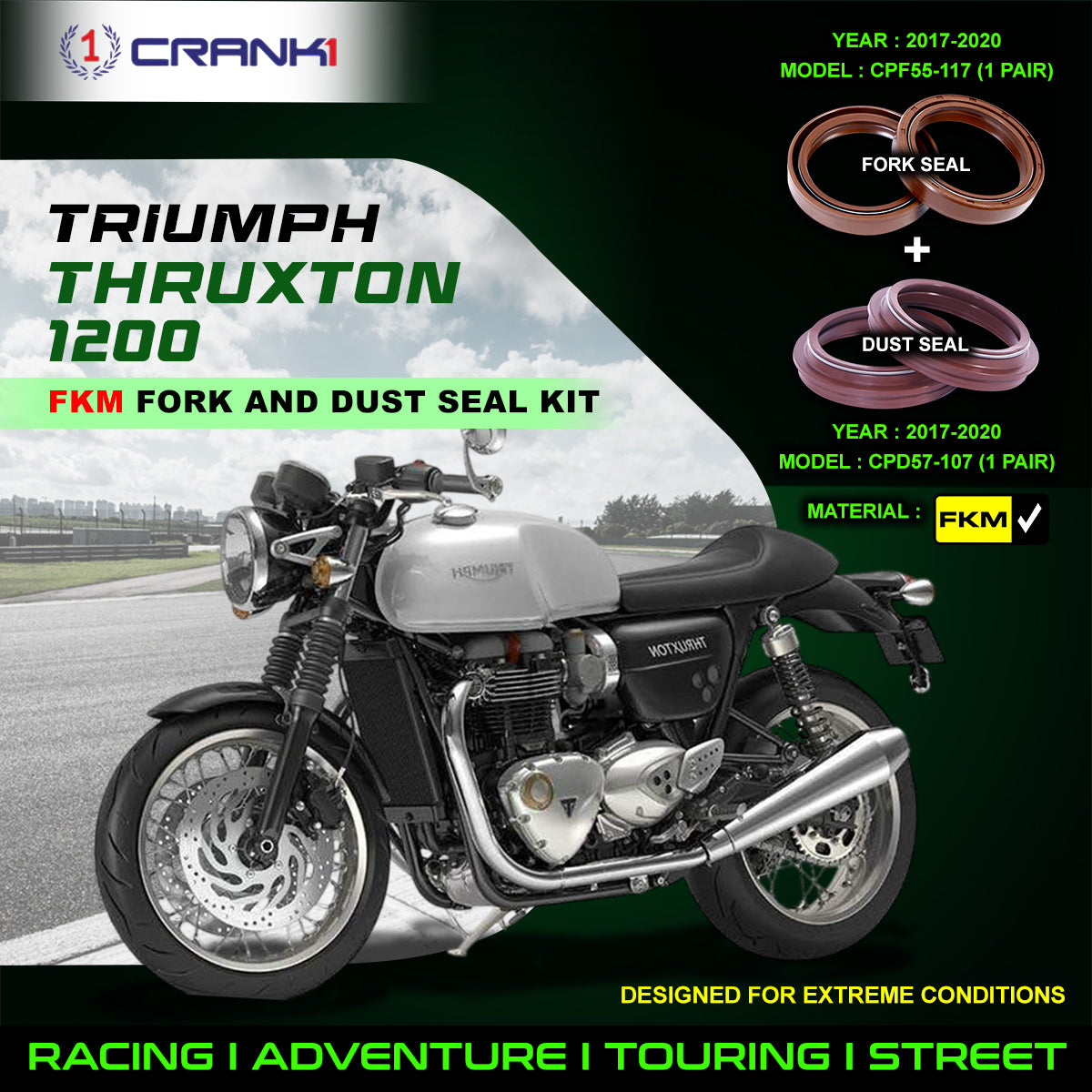 Fork And Dust Seals Kit For Triumph Thruxton 1200 (2017-2020)