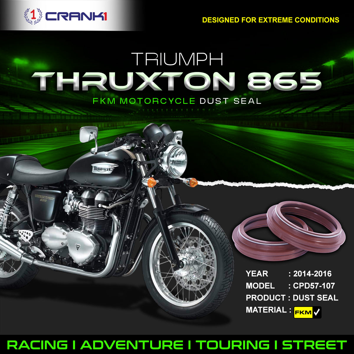 Fork Dust Seals Pair For Triumph Thruxton 865 (2014-2016) - CPD57-107