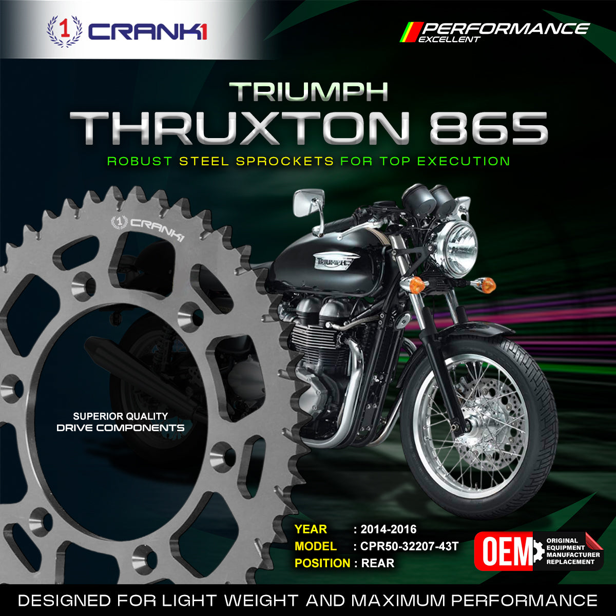 Sprocket For Triumph Thruxton 865 (2014-2016) - Rear - CPR50-32207-43T