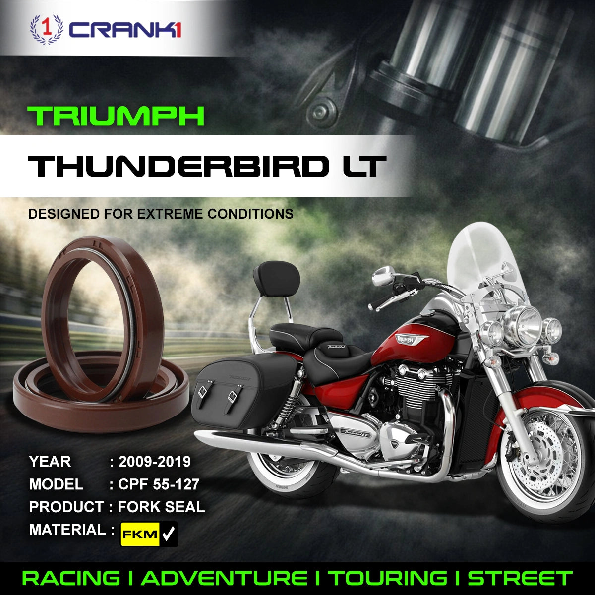 Fork Oil Seals Pair For Triumph Thunderbird LT (2009-2019) - CPF55-127