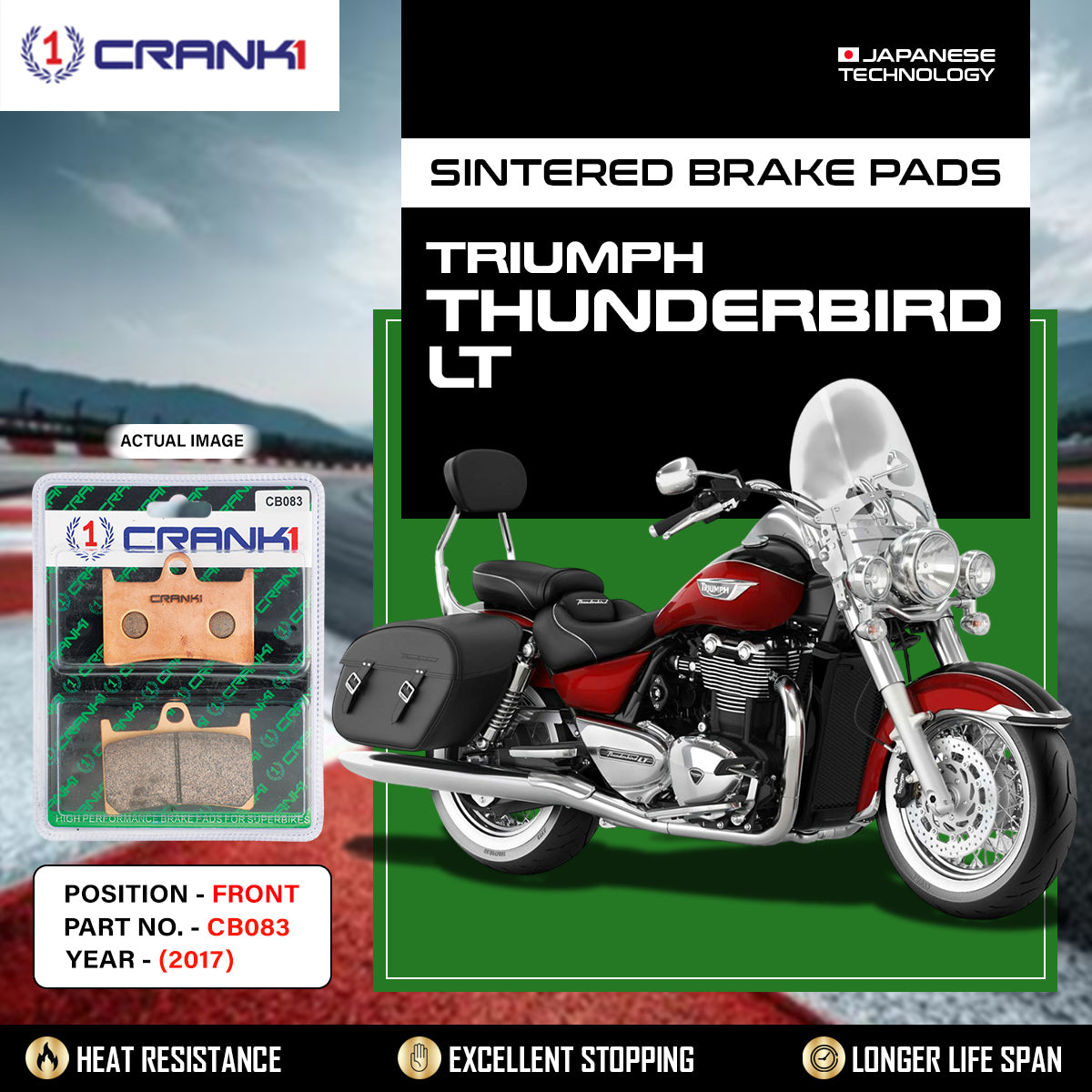 Sintered Brake Pads For Triumph Thunderbird LT (2017) - Front - CB083 - 2 Sets