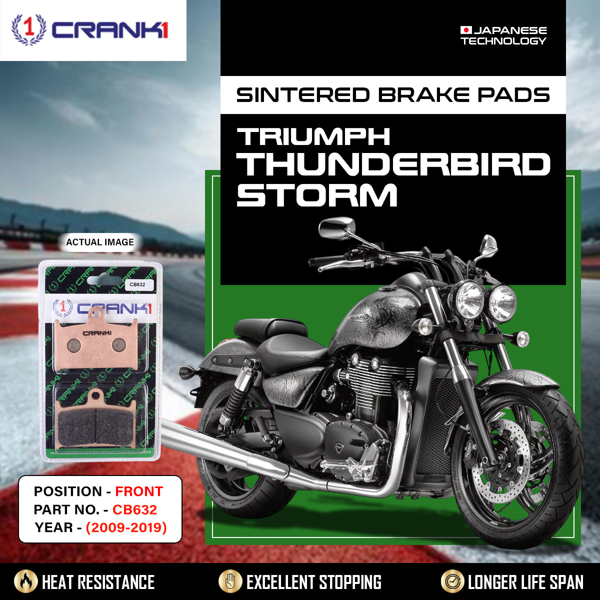 Sintered Brake Pads For Triumph Thunderbird Storm (2009-2019) - Front - CB632 - 2 Sets