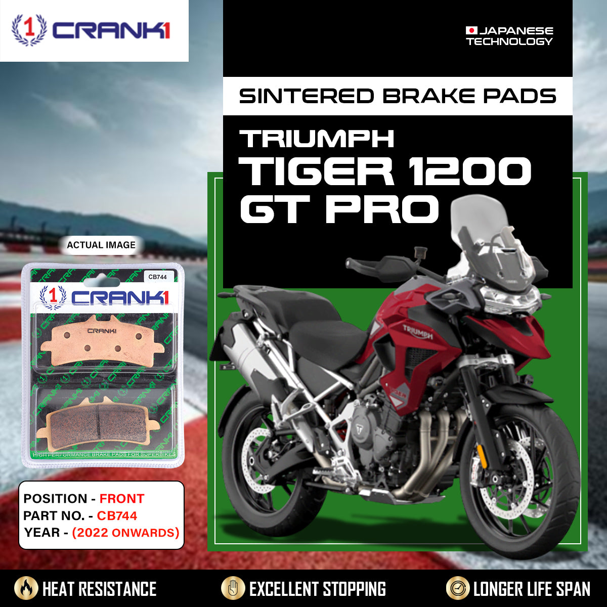 Sintered Brake Pads For Triumph Tiger 1200 GT Pro (2022 Onwards) - Front - CB744 - 2 Sets