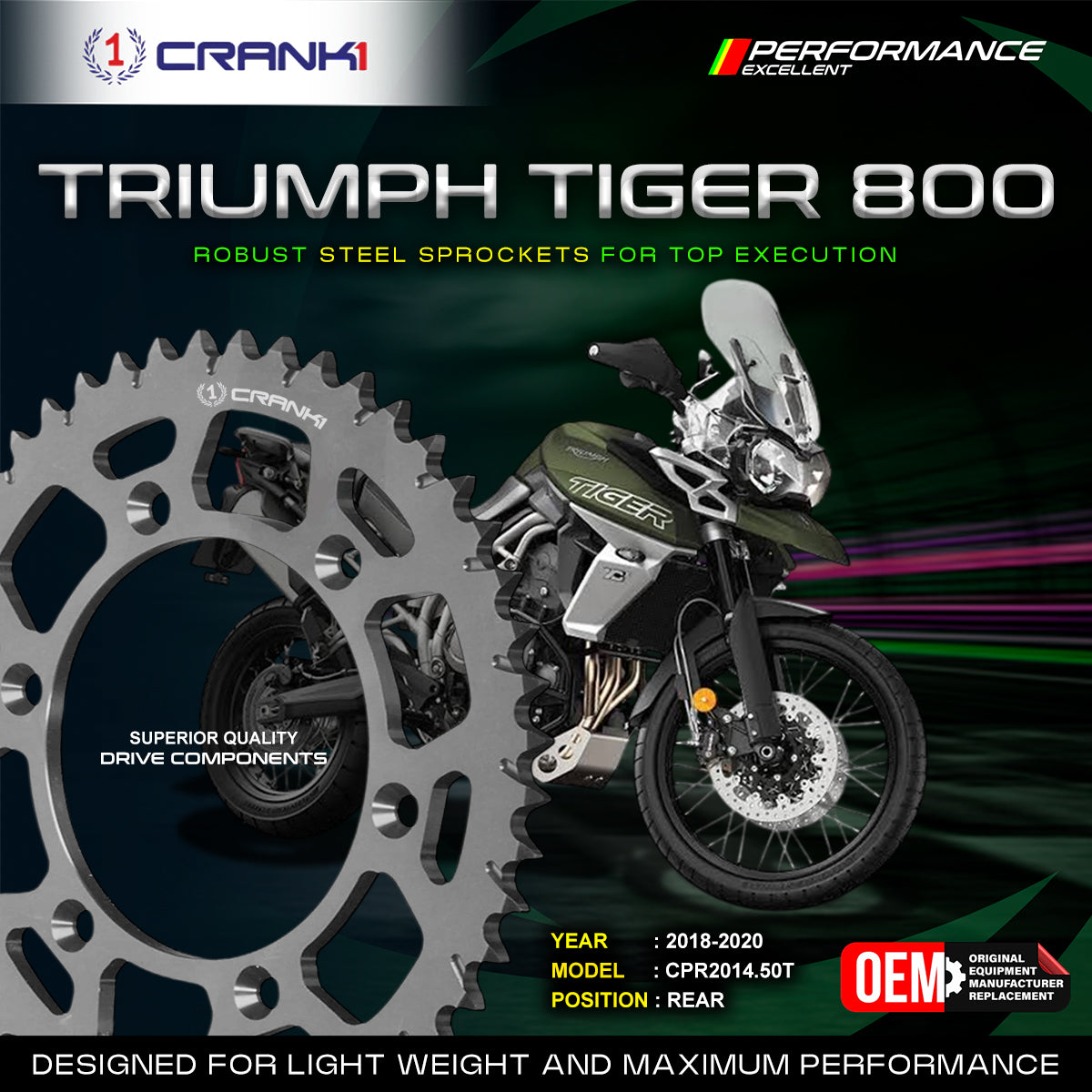 Sprocket For Triumph Tiger 800 (2018-2020) - Rear - CPR2014.50T
