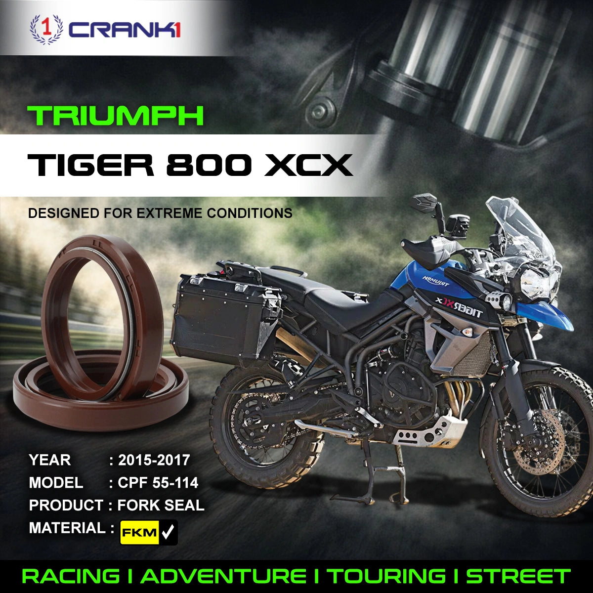 Fork Oil Seals Pair For Triumph Tiger 800 XCX (2015-2017) - CPF55-114