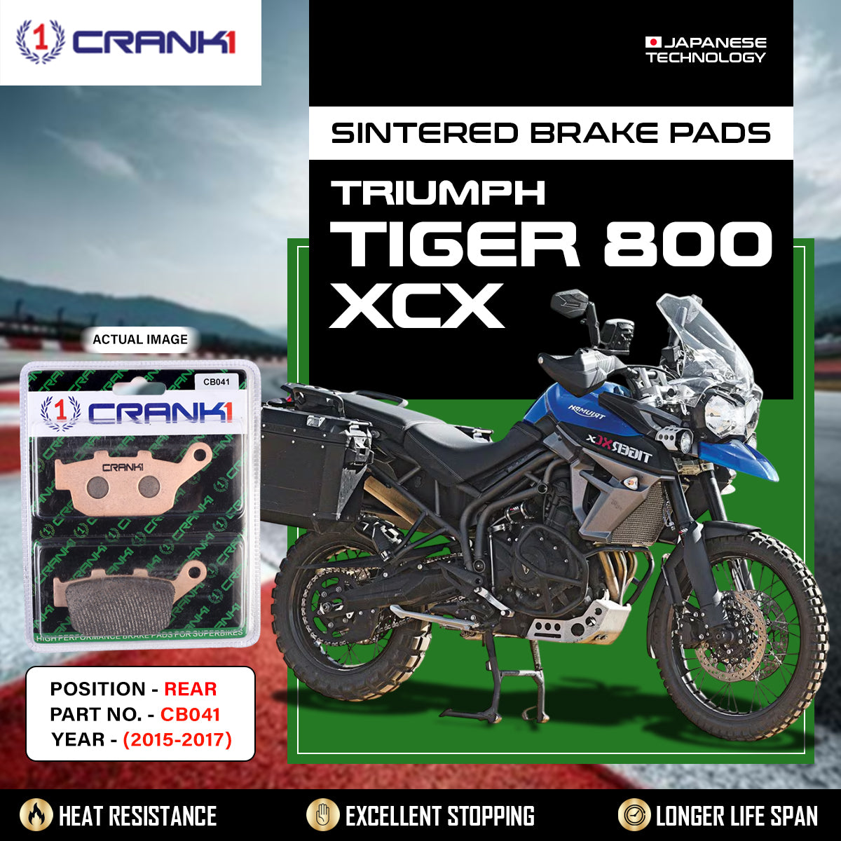 Sintered Brake Pads For Triumph Tiger 800 XCX (2015-2017) - Rear - CB041