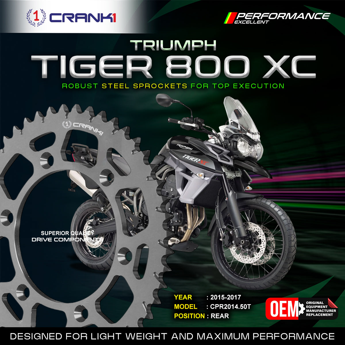 Sprocket For Triumph Tiger 800 XC (2015-2017) - Rear - CPR2014.50T