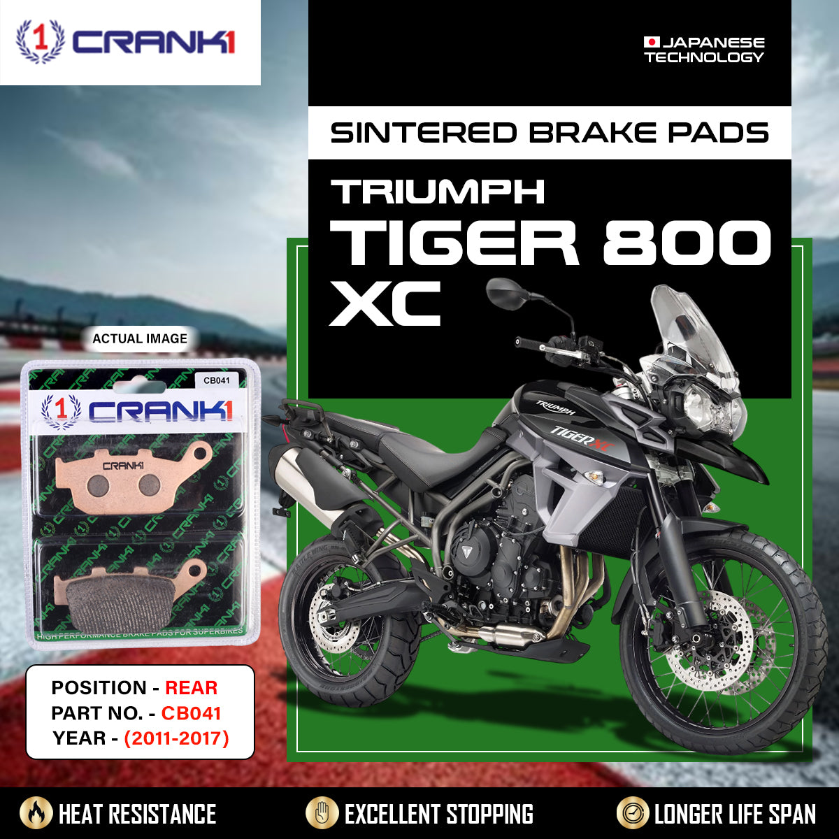 Sintered Brake Pads For Triumph Tiger 800 XC (2011-2017) - Rear - CB041