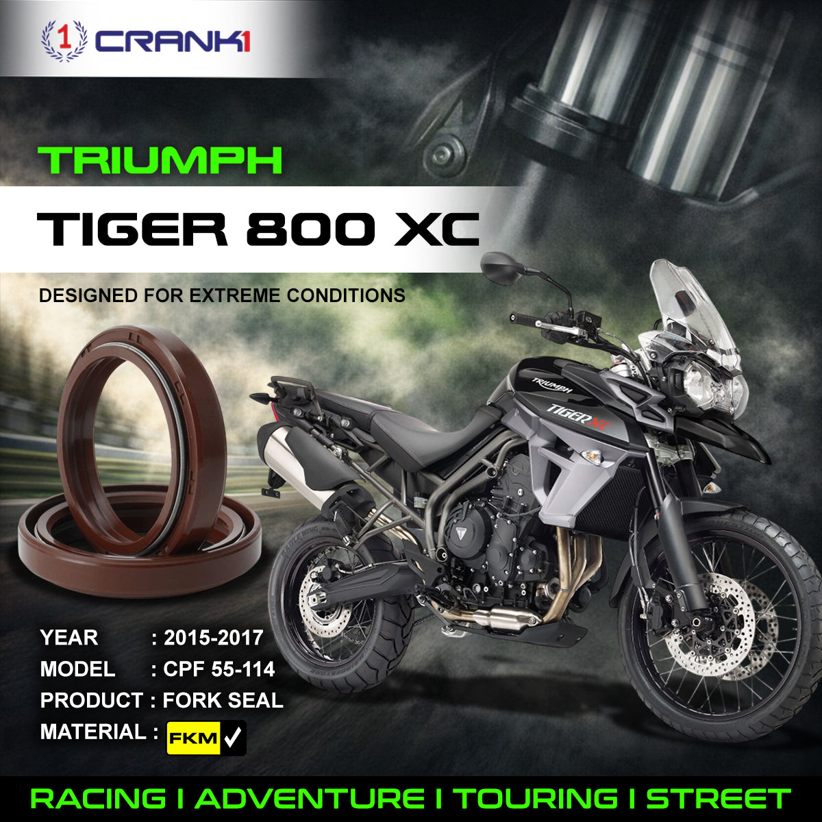 Fork Oil Seals Pair For Triumph Tiger 800 XC (2015-2017) - CPF55-114