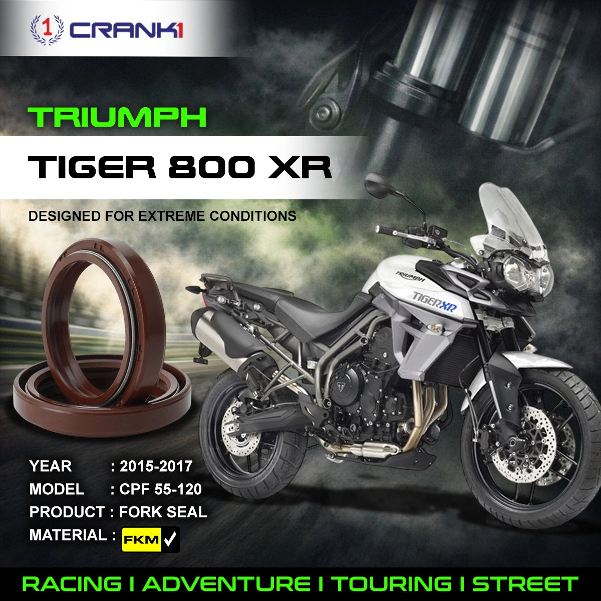 Fork Oil Seals Pair For Triumph Tiger 800 XR (2015-2017) - CPF55-120