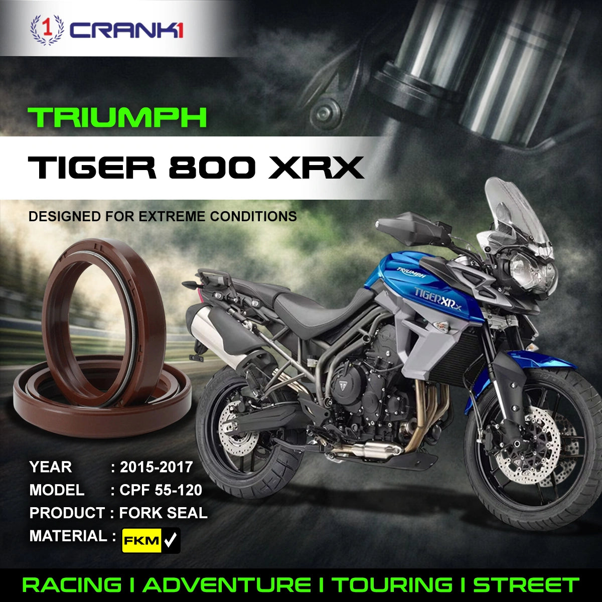 Fork Oil Seals Pair For Triumph Tiger 800 XRX (2015-2017) - CPF55-120