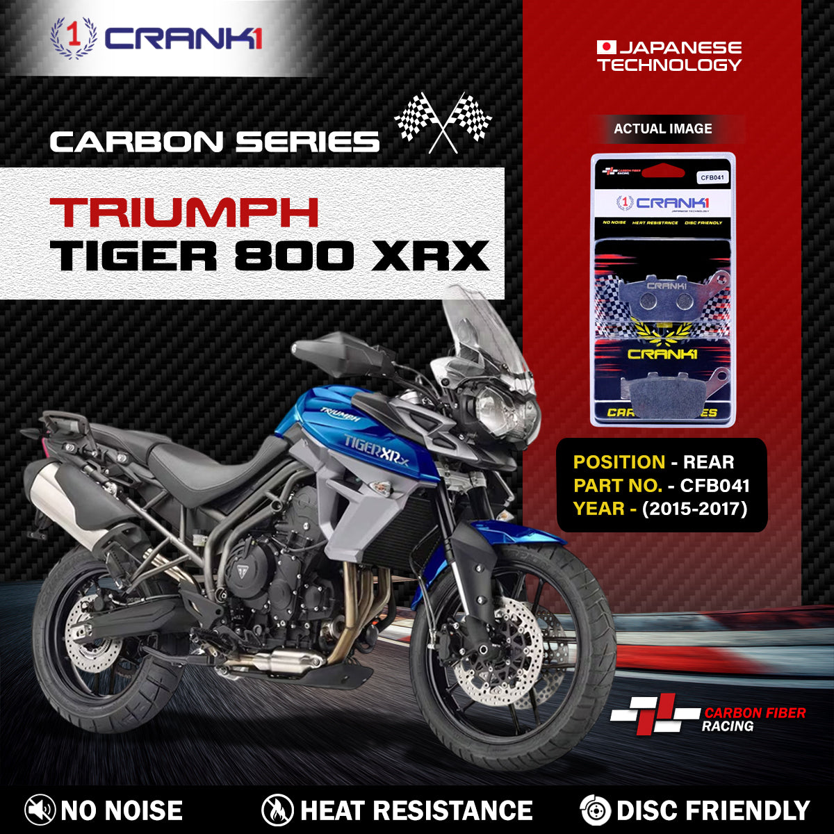 Carbon Brake Pads For Triumph Tiger 800 XRX (2015-2017) - Rear - CFB041