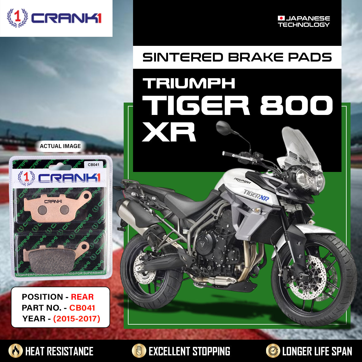 Sintered Brake Pads For Triumph Tiger 800 XR (2015-2017) - Rear - CB041