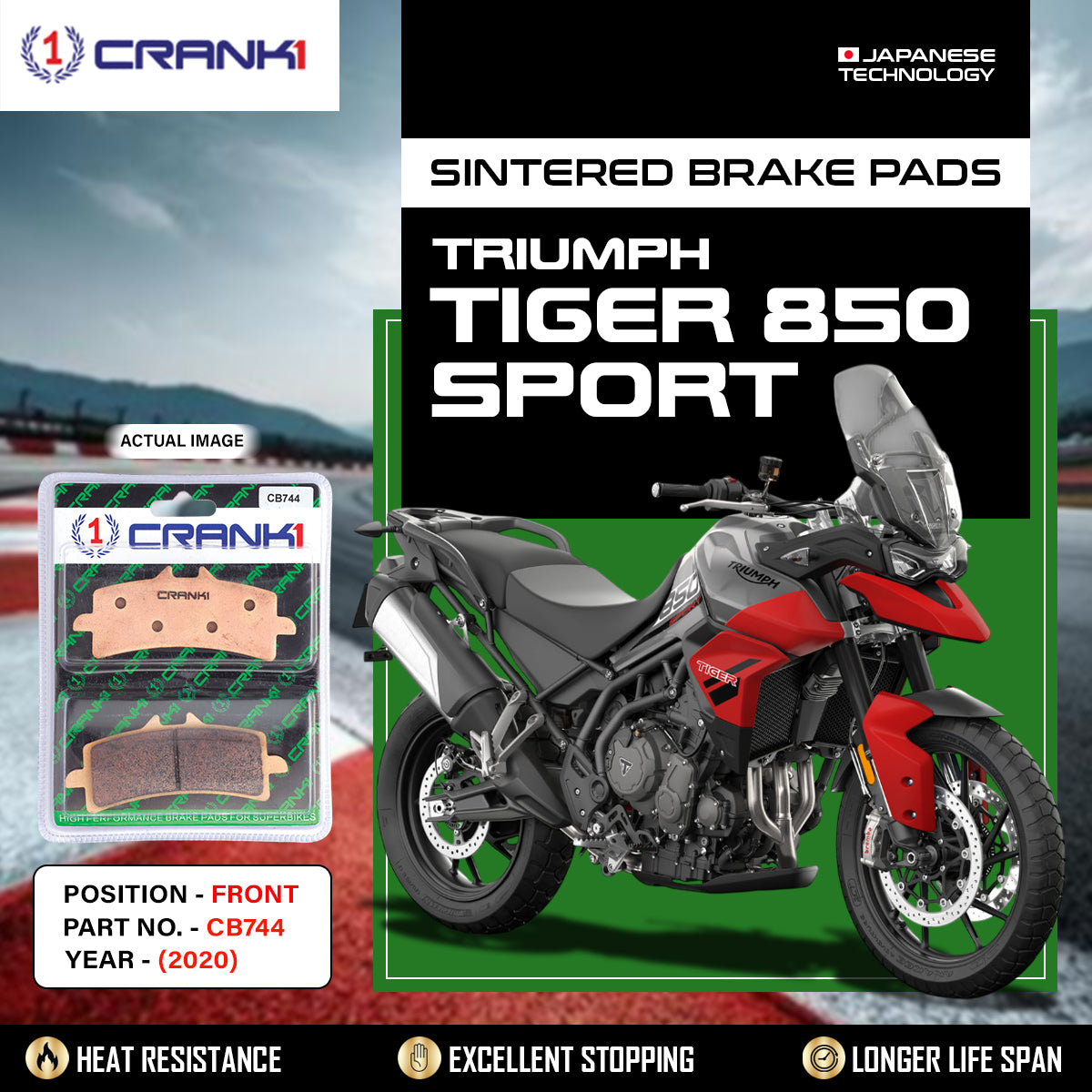 Sintered Brake Pads For Triumph Tiger 850 Sport (2020) - Front - CB744 - 2 Sets