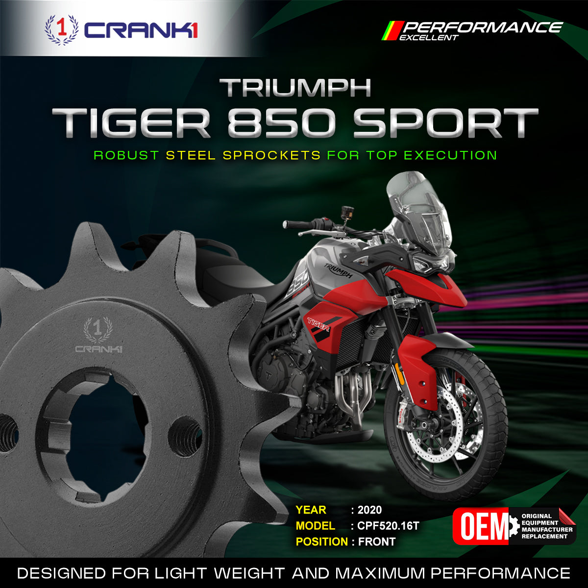 Sprocket For Triumph Tiger 850 Sport (2020) - Front - CPF520.16T