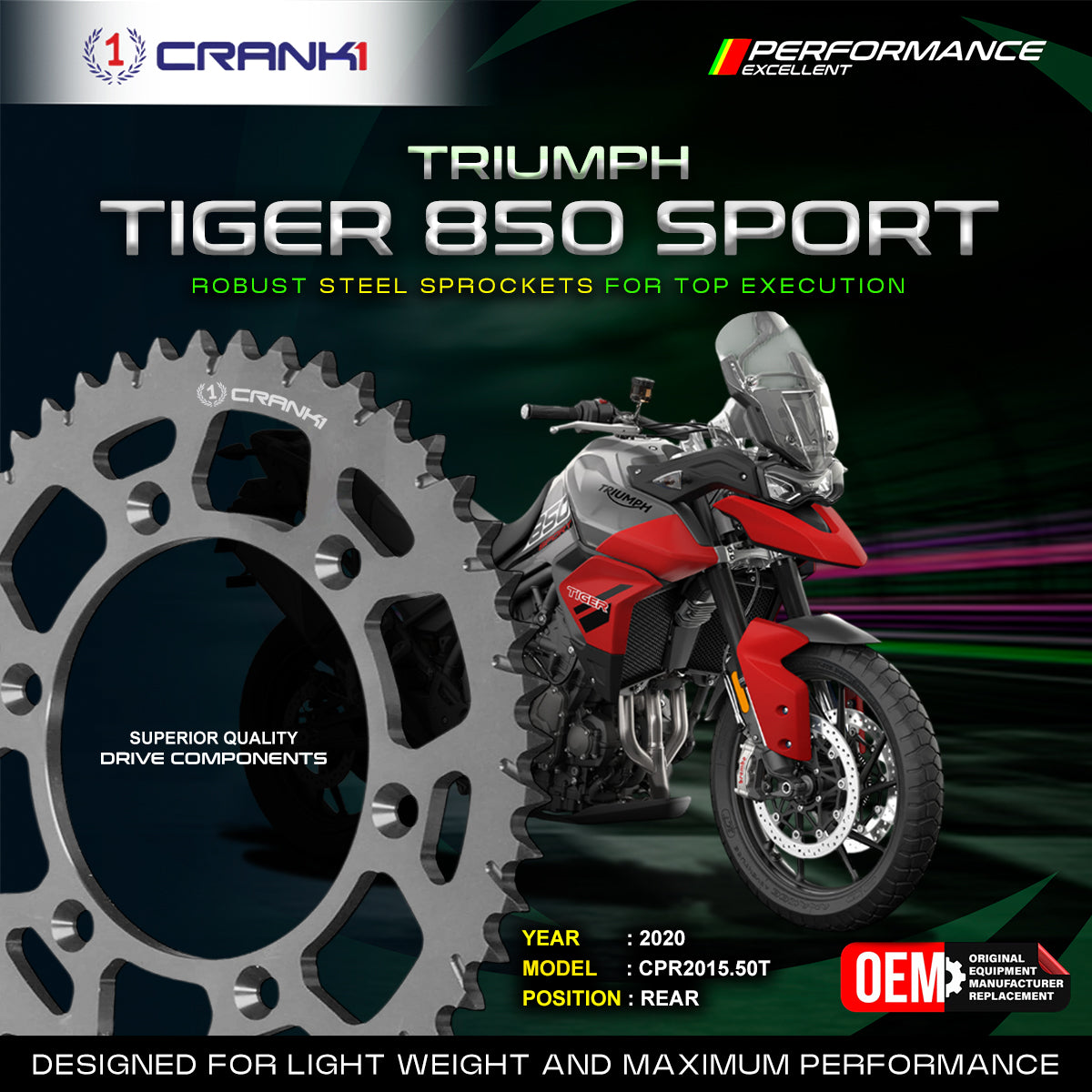 Sprocket For Triumph Tiger 850 Sport (2020) - Rear - CPR2015.50T