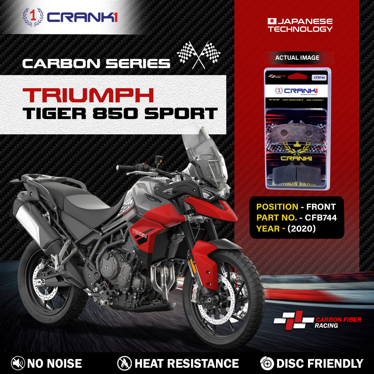 Carbon Brake Pads For Triumph Tiger 850 Sport (2020) - Front - CFB744 - 2 Sets