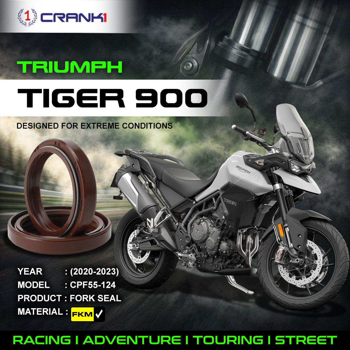 Fork Oil Seals Pair For Triumph Tiger 900 (2020-2023) - CPF55-124