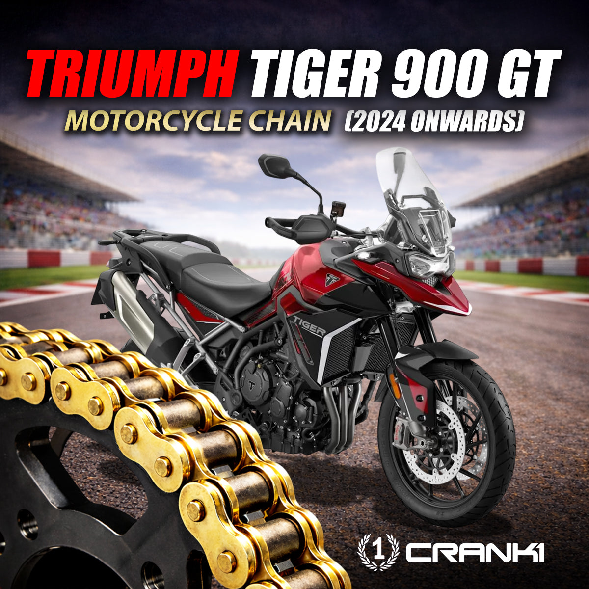 Chain For Triumph Tiger 900 GT (2024 Onwards) - 525 Pitch x 122 Links Gold (ZVMX)