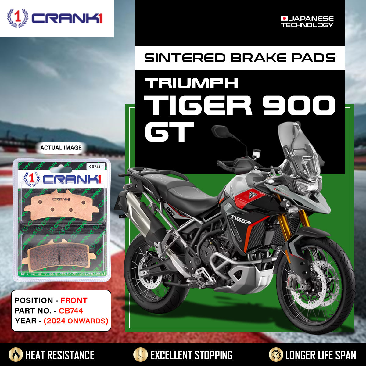 Sintered Brake Pads For Triumph Tiger 900 GT (2024 Onwards) - Front - CB744 - 2 Sets