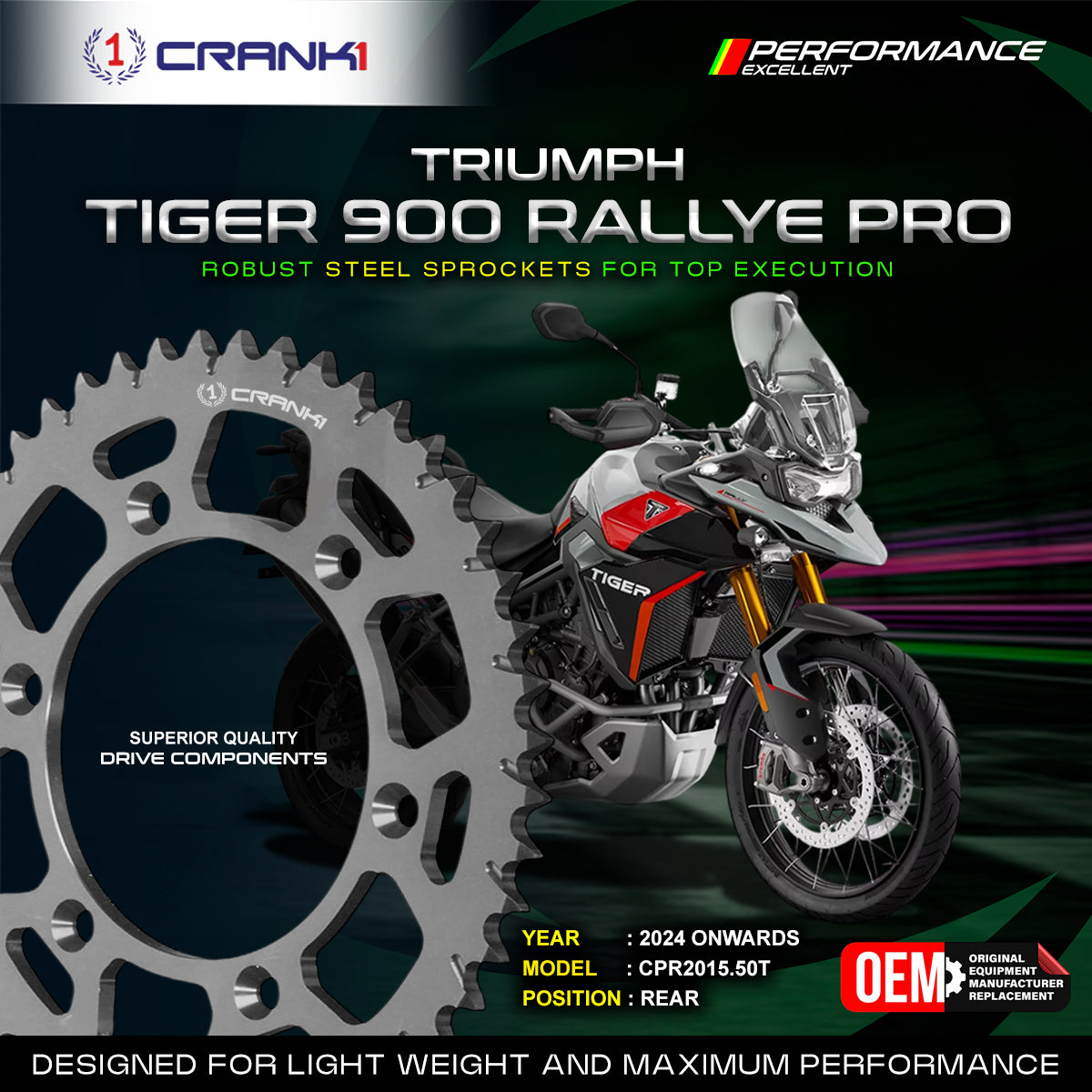 Sprocket For Triumph Tiger 900 Rally Pro (2024 Onwards) - Rear - CPR2015.50T