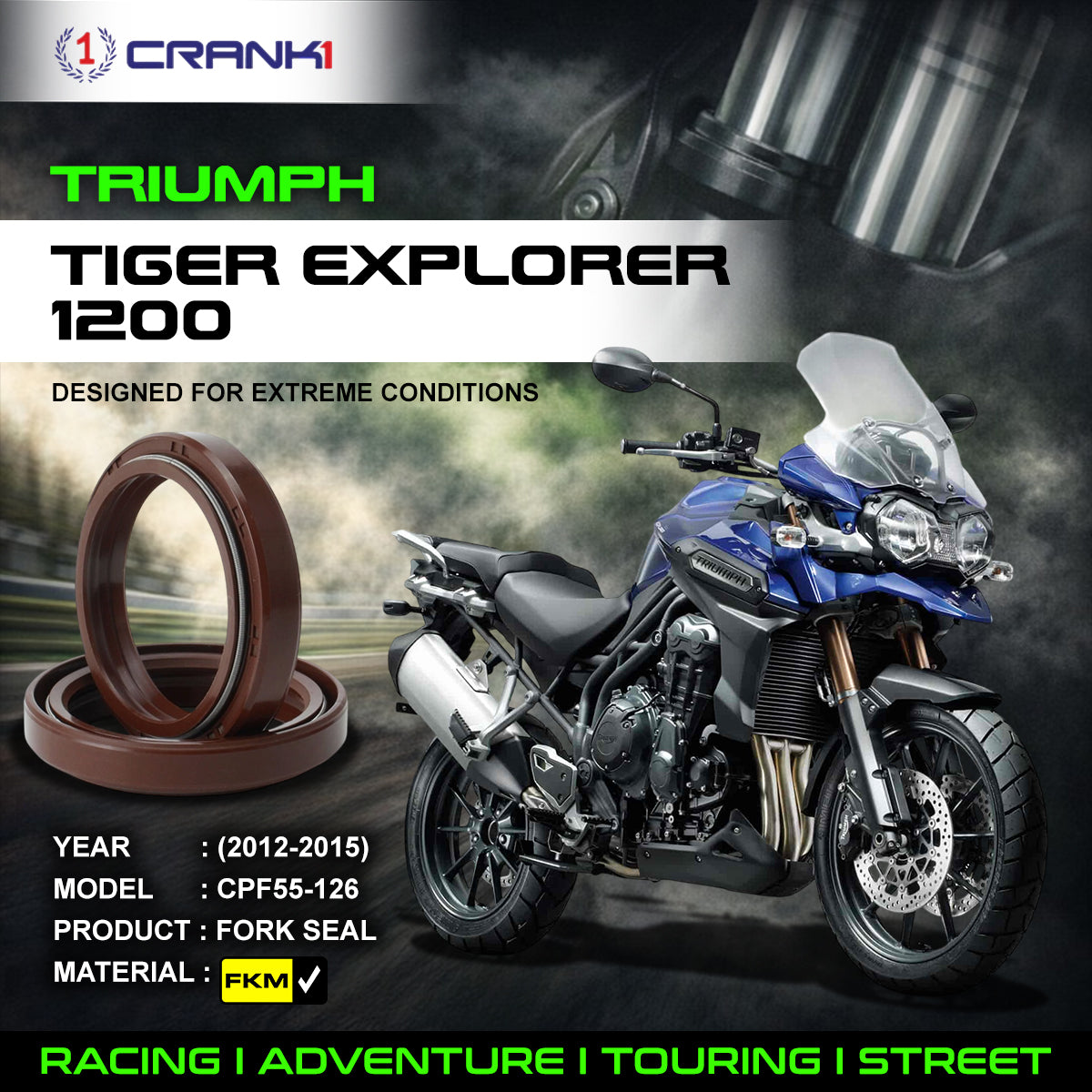 Fork Oil Seals Pair For Triumph Tiger Explorer 1200 (2012-2015) - CPF55-126