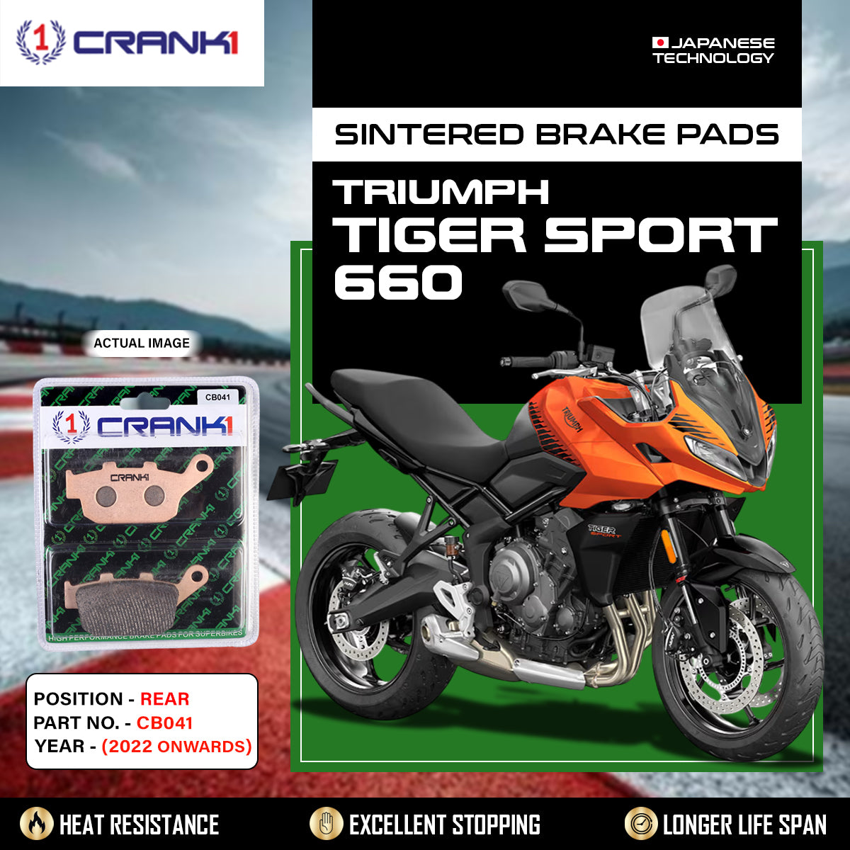 Sintered Brake Pads For Triumph Tiger Sport 660 (2022 Onwards) - Rear - CB041