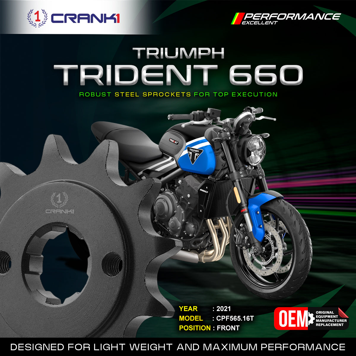 Sprocket For Triumph Trident 660 (2021) - Front - CPF565.16T