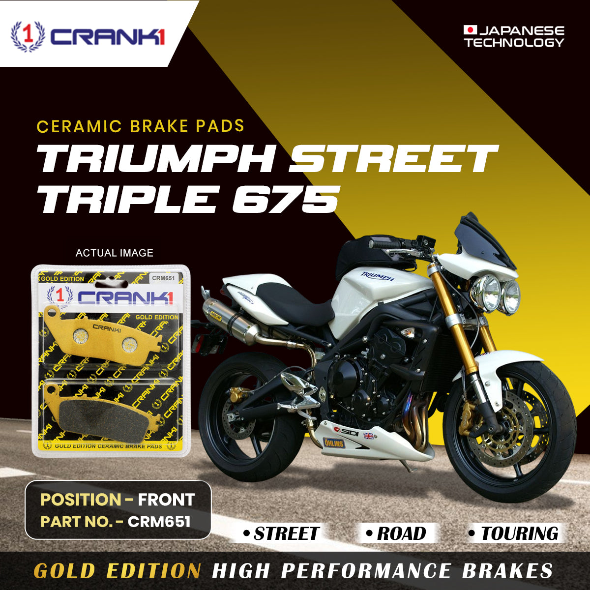 Ceramic Brake Pads For Triumph Street Triple 675 - Front - CRM651 - 2 Sets