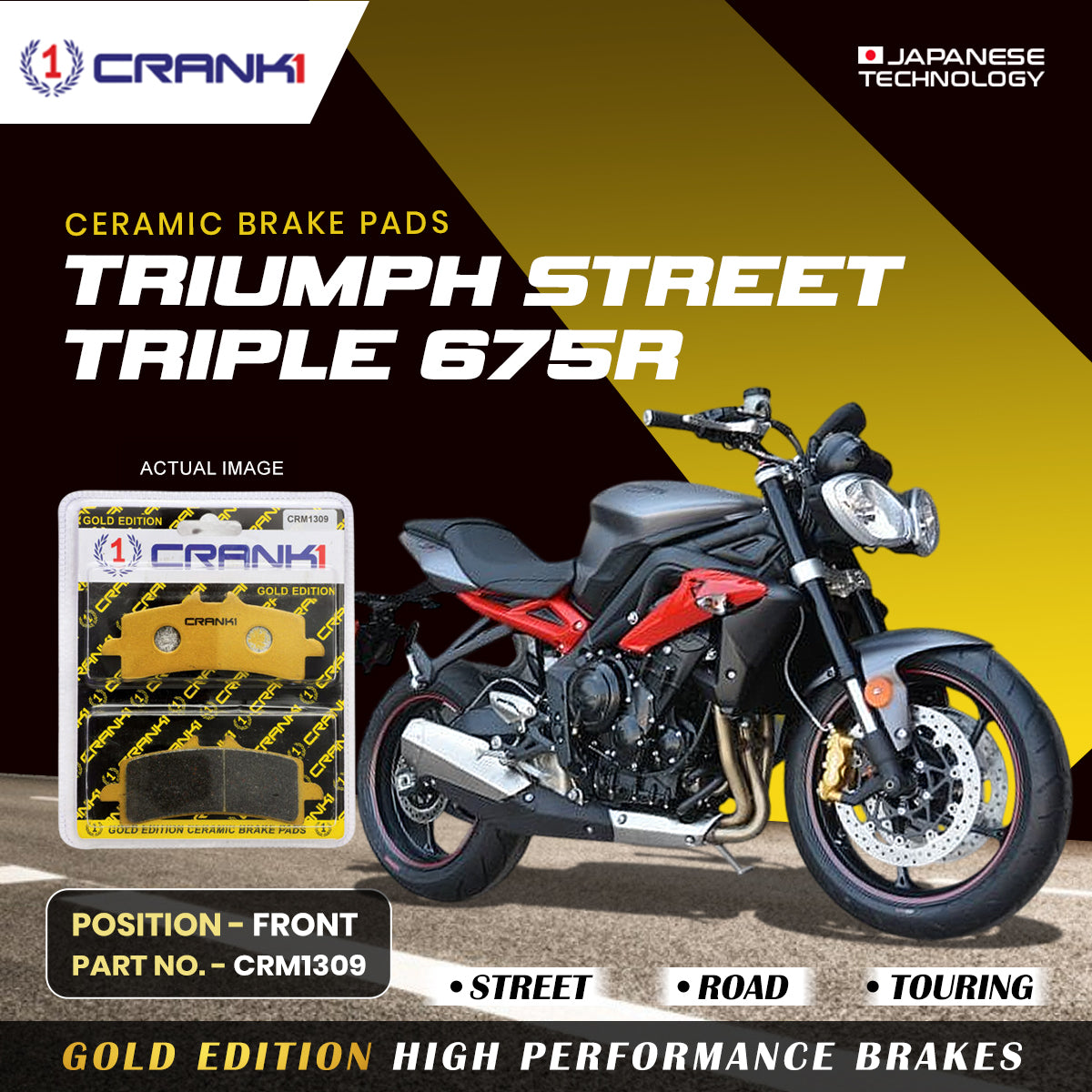 Ceramic Brake Pads For Triumph Street Triple 675R - Front - CRM1309 - 2 Sets