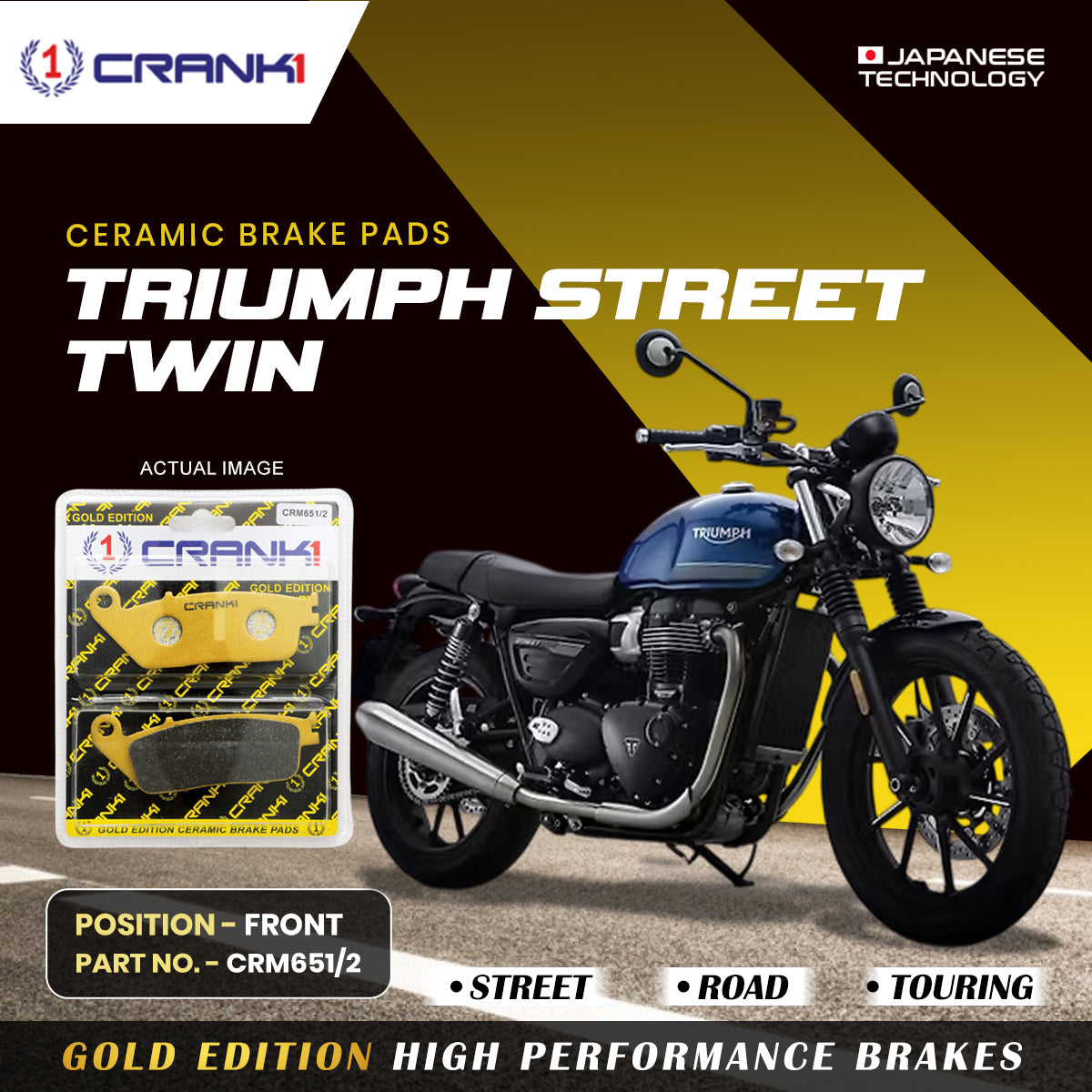 Ceramic Brake Pads For Triumph Street Twin - Front - CRM651/2