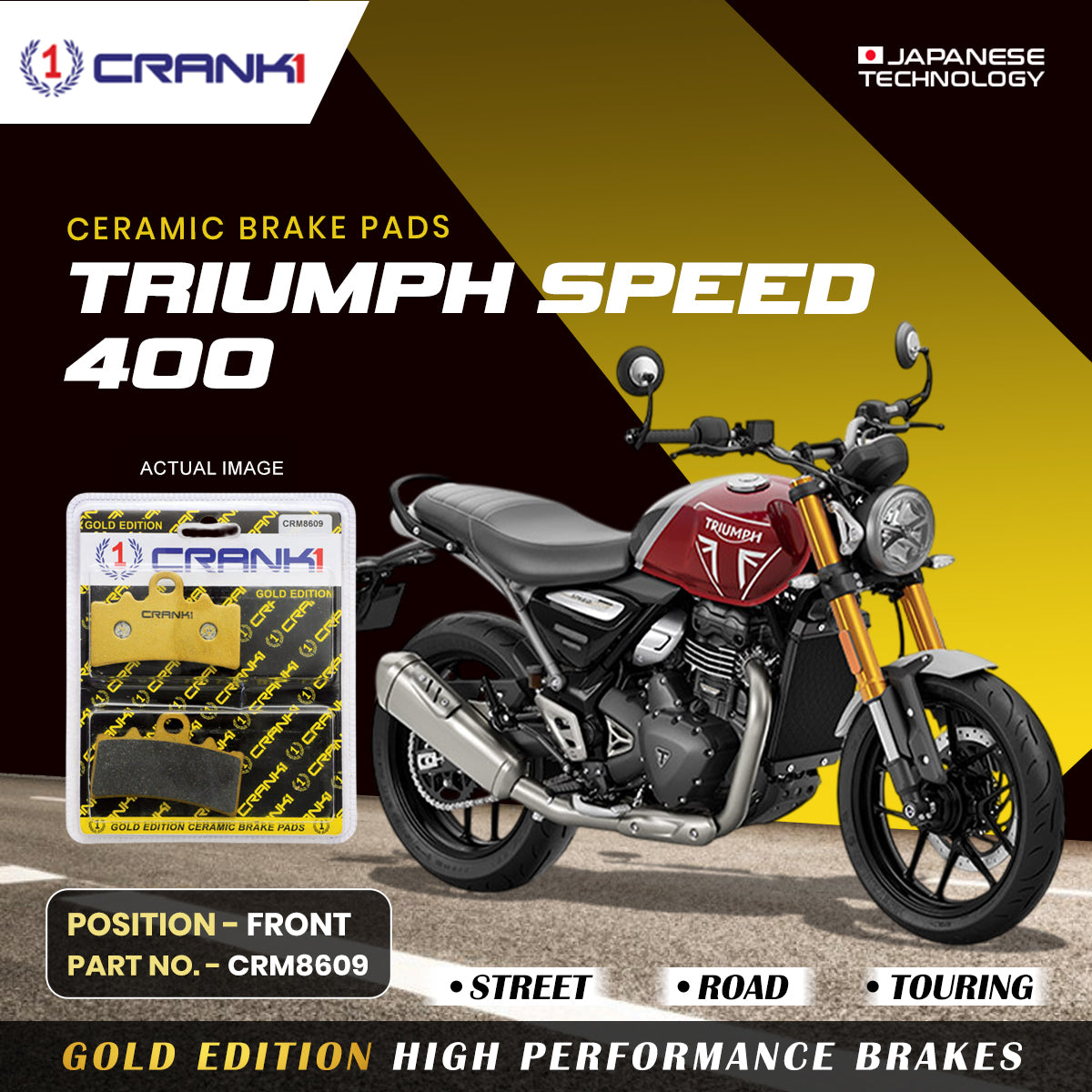 Ceramic Brake Pads For Triumph Speed 400 - Front - CRM8609