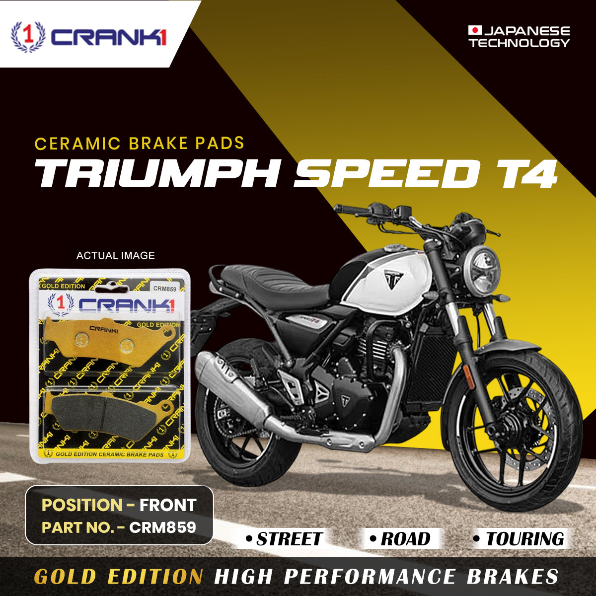 Ceramic Brake Pads For Triumph Speed T4 - Front - CRM859