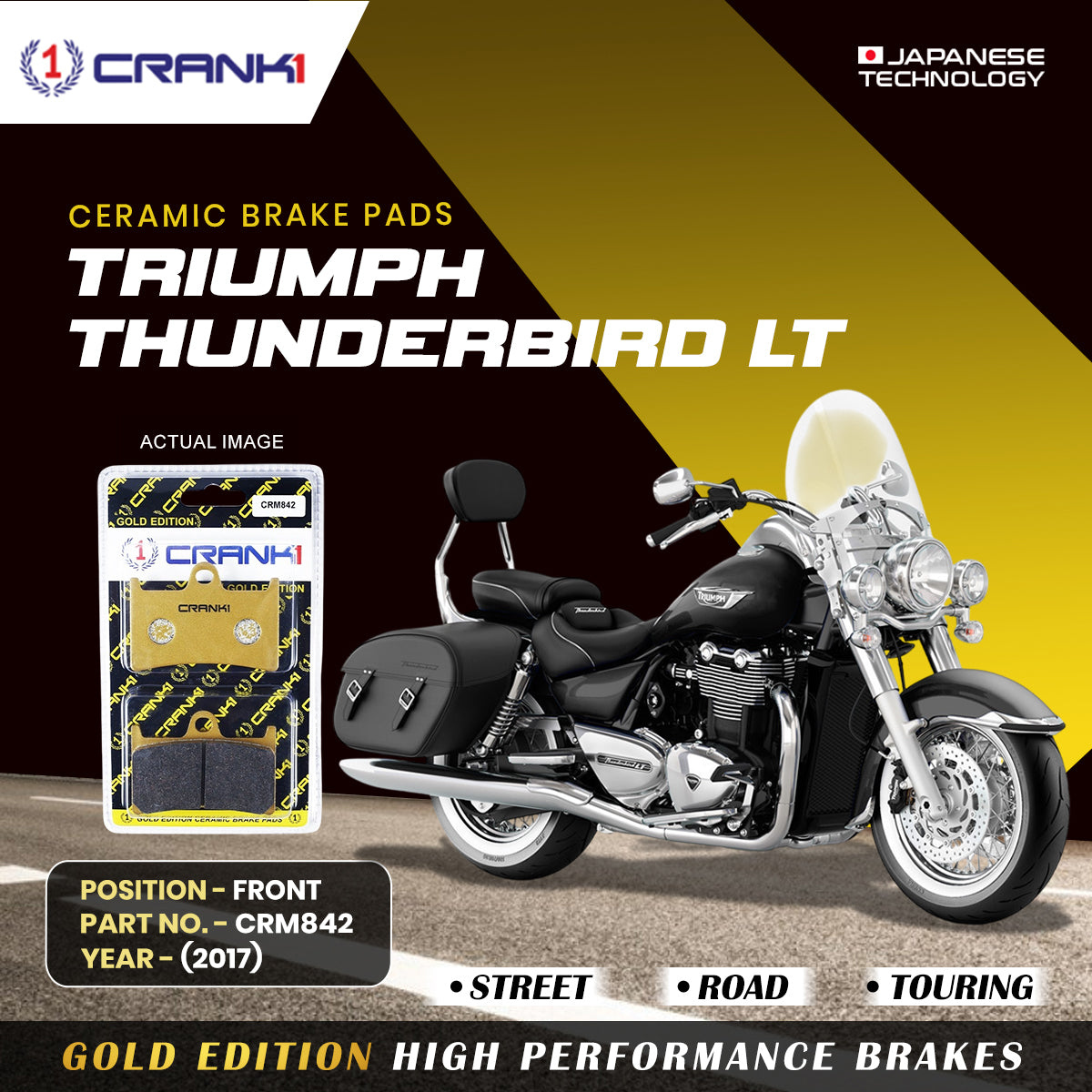 Ceramic Brake Pads For Triumph Thunderbird LT (2017) - Front - CRM842 - 2 Sets