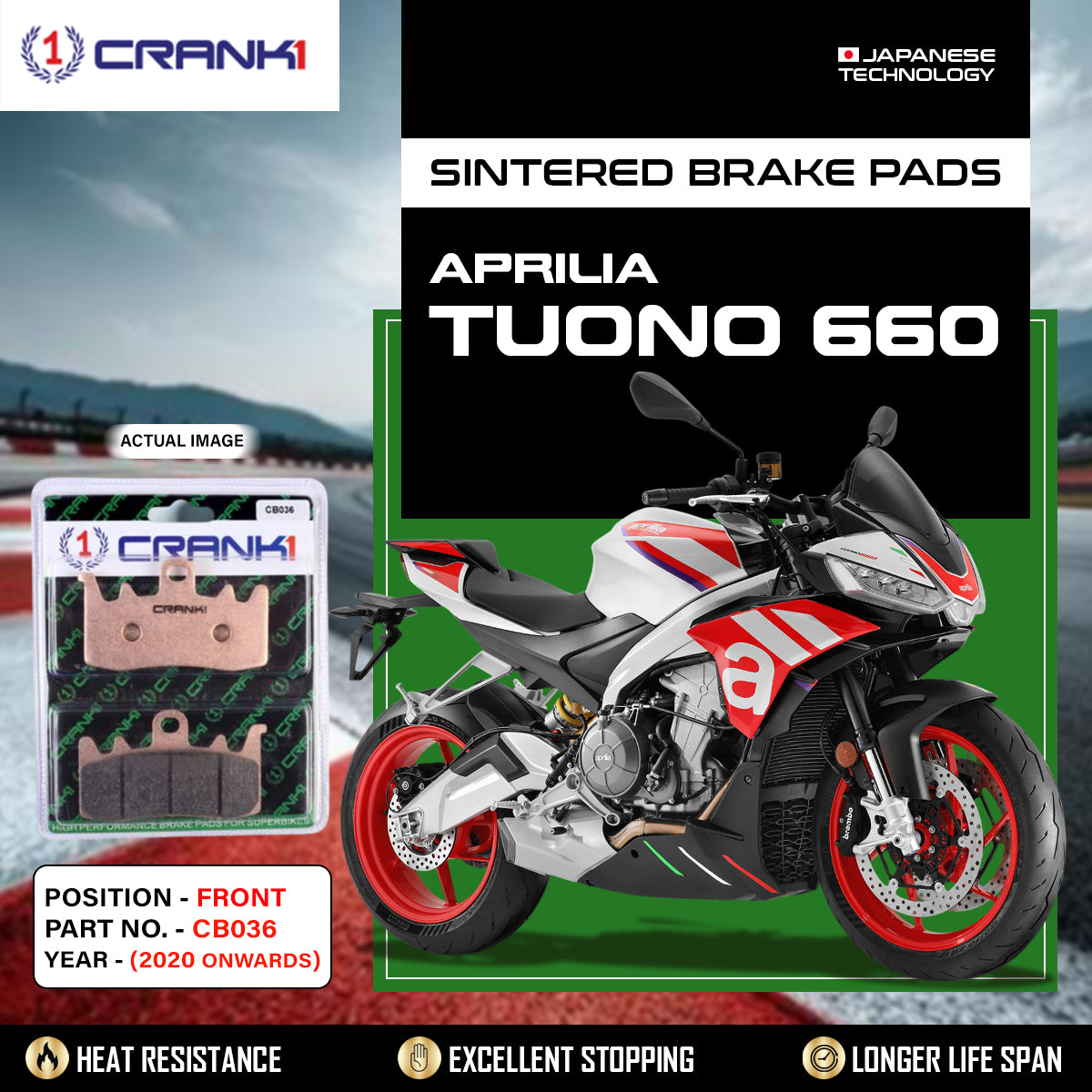 Sintered Brake Pads For Aprilia Tuono 660 (2020 Onwards) - Front - CB036 - 2 Sets